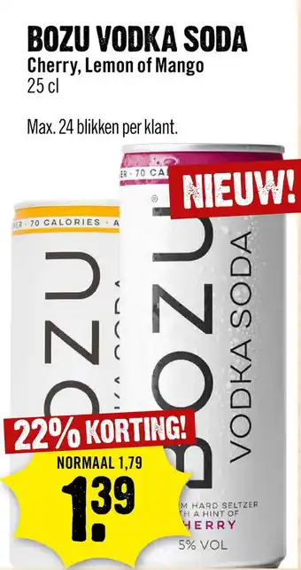 Dirck 3 Bozu Vodka Soda aanbieding