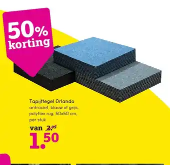 Leen Bakker Tapijttegel Orlando 50x50 cm aanbieding