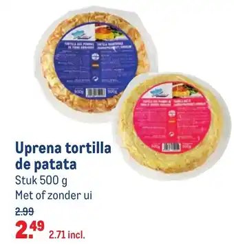 Makro Uprena Tortilla de patata 500g aanbieding