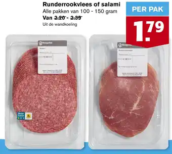 Hoogvliet Runderrookvlees of salami aanbieding