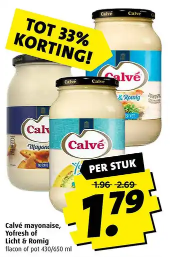 Boni Calvé mayonaise, Yofresh of Licht & Romig aanbieding