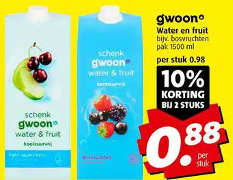 Boni Water en fruit aanbieding