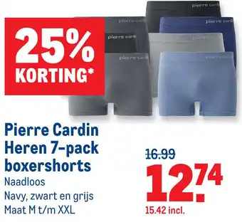 Makro Pierre Cardin Heren 7-pack boxershorts aanbieding