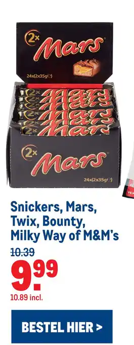 Makro Snickers, Mars, Twix, Bounty, Milky Way of M&M's aanbieding