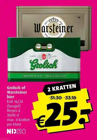 Boni Grolsch of warsteiner bier aanbieding