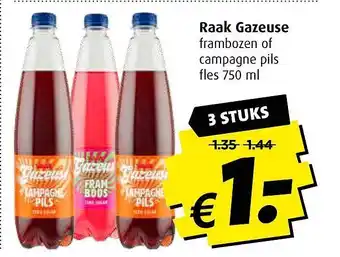 Boni Raak gazeuse frambozen of campagne pils fles 750 ml aanbieding