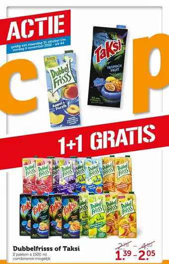 Coop Dubbelfrisss of Taksi 1+1 Gratis aanbieding