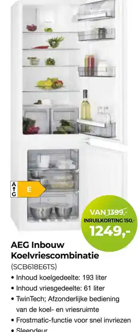 EP Beerepoot Aeg inbouw koelvriescombinatie (scb618e6ts) aanbieding