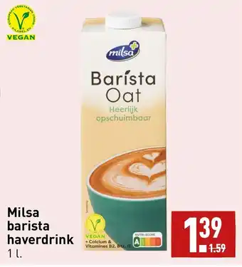 ALDI Milsa barista haverdrink 1L aanbieding