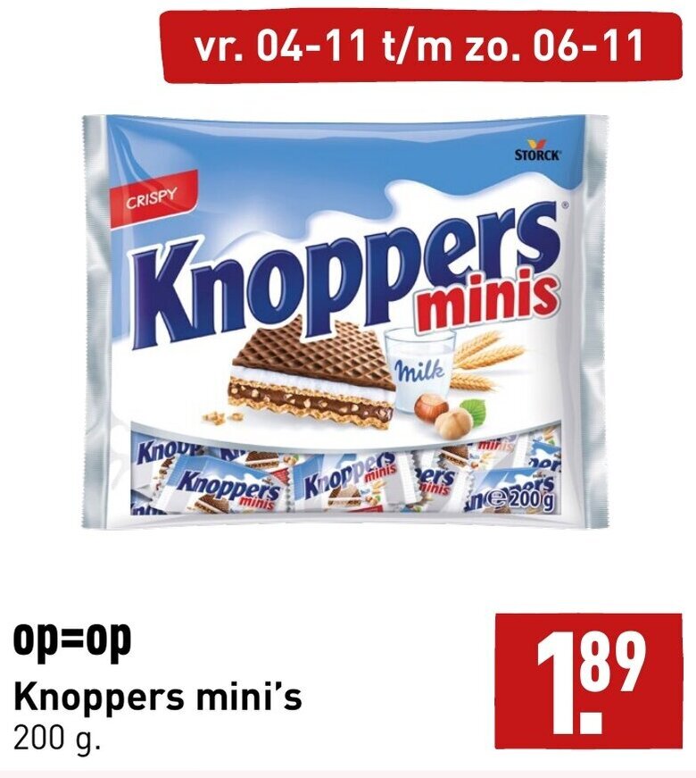 Knoppers mini's 200g aanbieding bij ALDI