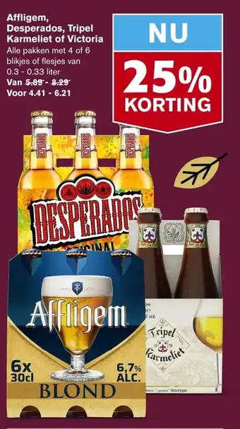 Hoogvliet Affligem, Desperados, Tripel Karmeliet of Victoria Alle Pakken met 4 of 6 Blikjes of Flesjes van 0.3 - 0.33 Liter aanbieding