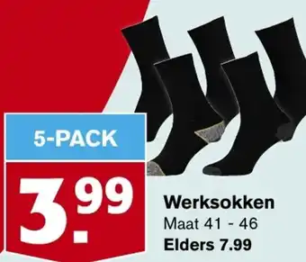 Hoogvliet Werksokken Maat 41-46 5 Pack aanbieding