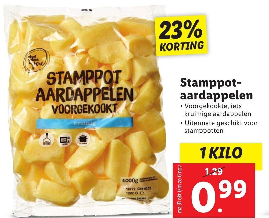 Stamppot aardappelen 1 kilo aanbieding bij Lidl