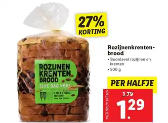 Lidl Rozijnenkrenten brood 500G aanbieding