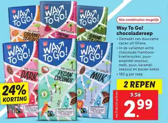 Lidl Way to Go! chocoladereep melk 180 G aanbieding