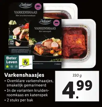 Lidl Deluxe varkenshaasjes 330G aanbieding