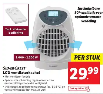 Lidl SilverCrest LCD ventilatorkachel 2000-2200W aanbieding