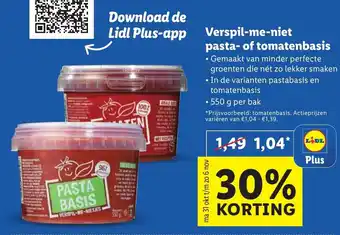 Lidl Verspil-me-niet pasta-of tomatenbasis 550G aanbieding