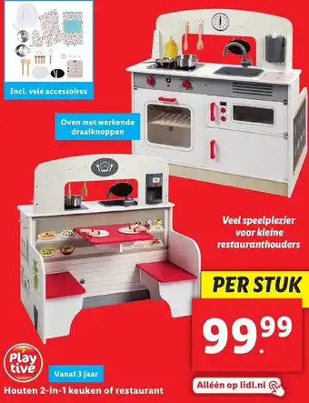 Lidl Playtive houten 2-in-1 keuken of restaurant aanbieding