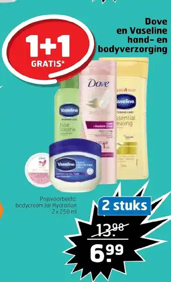 Trekpleister Dove bodycream jar hydration 2x250ML 1+1 gratis aanbieding