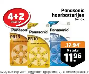 Trekpleister Panasonic hoorbatterijen 6-pak 4+2 Gratis aanbieding