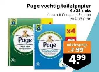 Trekpleister Page vochtig toiletpapier 4x38 stuks aanbieding