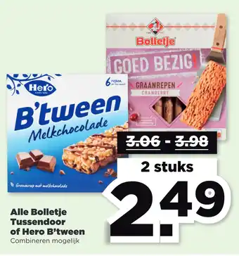 PLUS Alle bolletje tussendoor of hero b'tween aanbieding