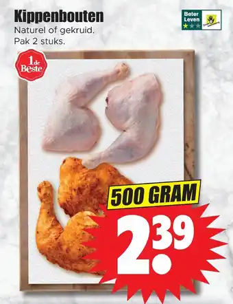 Dirk Kippenbouten naturel of gekruid pak 2 stuks 500 gram aanbieding