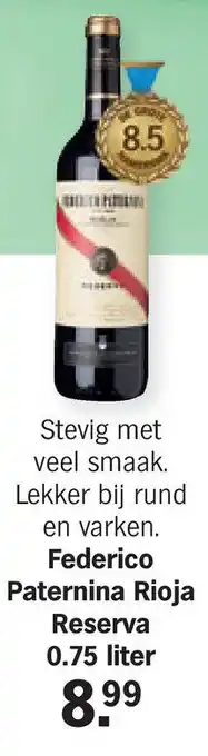 Albert Heijn Federico Paternina Rioja Reserva 0.75 liter aanbieding