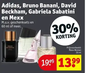 Kruidvat Adidas, Bruno Banani, David Beckham, Gabriela Sabatini en Mexx aanbieding