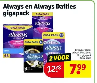 Kruidvat Always en Always Dailies gigapack aanbieding