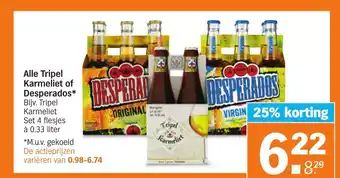 Albert Heijn Alle Tripel Karmeliet of Desperados aanbieding