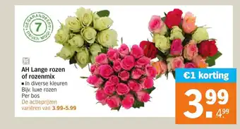 Albert Heijn AH Lange rozen of rozenmix aanbieding