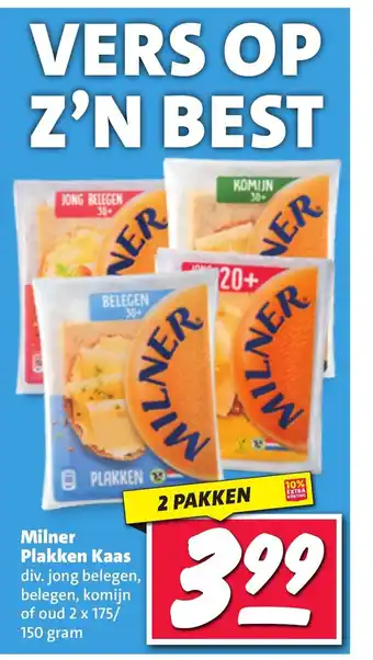 Nettorama Milner Plakken Kaas 2 x 175/150 gram aanbieding