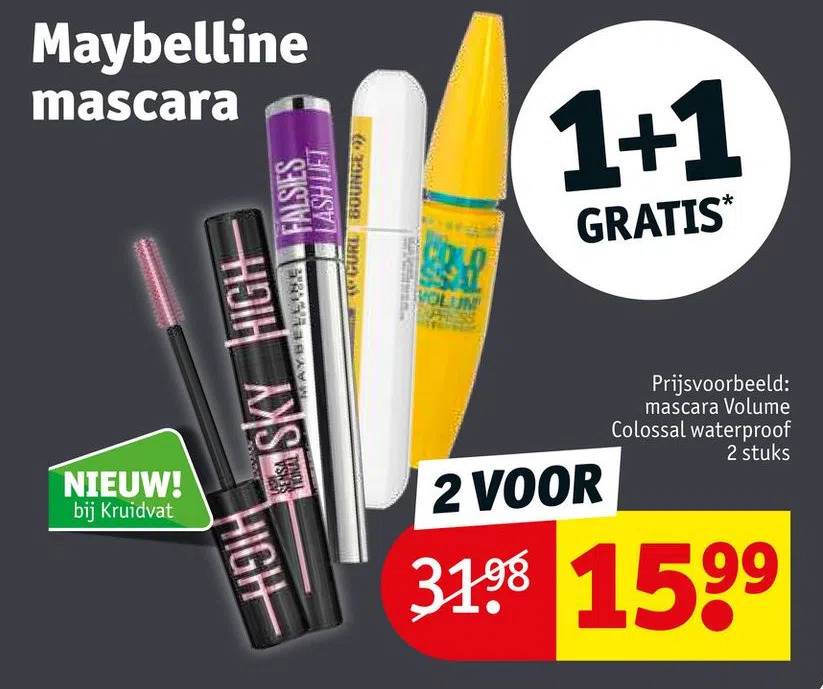 Maybelline mascara aanbieding bij Kruidvat