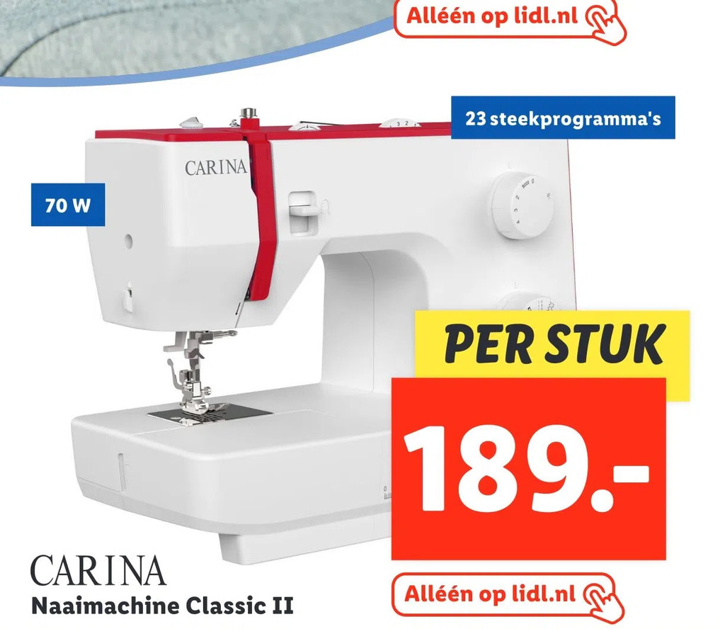 Carina naaimachine classic ii aanbieding bij Lidl