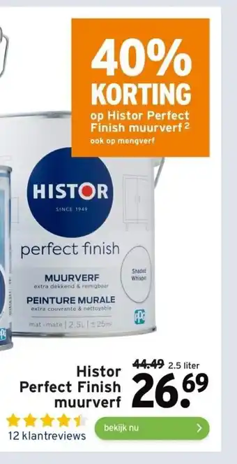 GAMMA Histor perfect finish muurverf 2.5 liter aanbieding