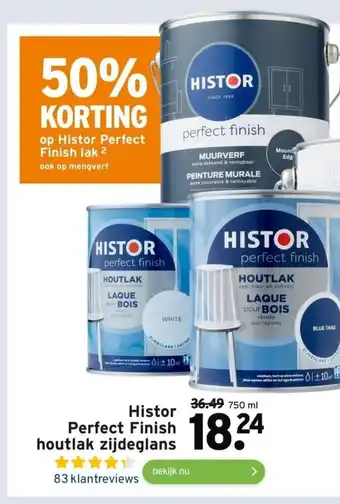 GAMMA Histor perfect finish houtlak zijdeglans 750 ml aanbieding