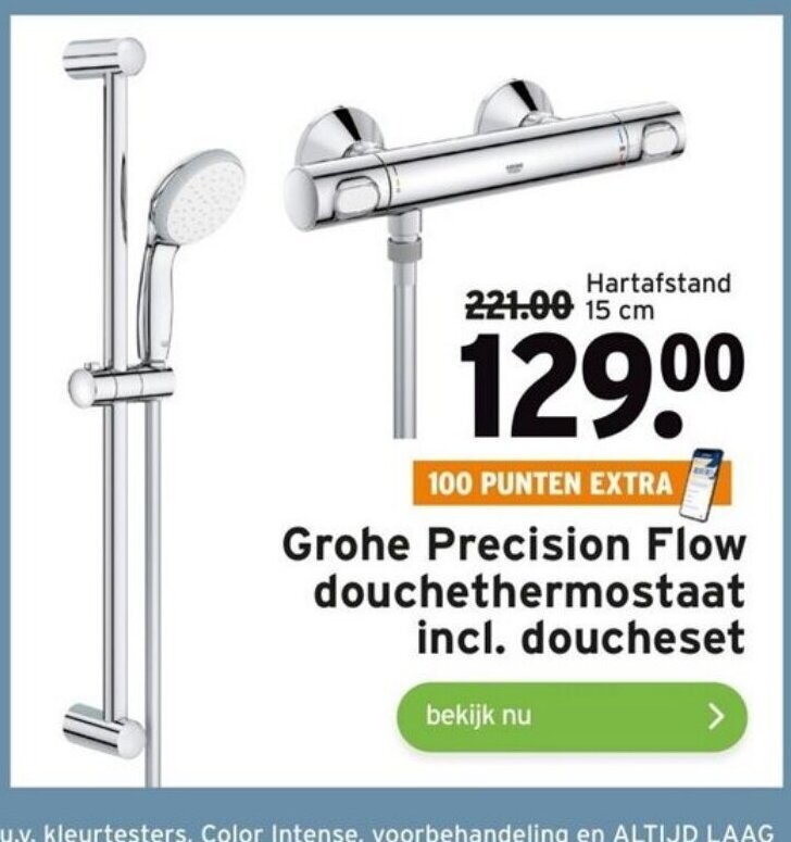 Grohe Precision Flow douchethermostaat incl. doucheset 15 cm aanbieding