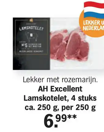 Albert Heijn AH Excellent Lamskotelet, 4 stuks 250 g aanbieding