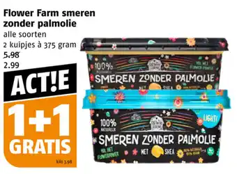 Poiesz Flower Farm smeren zonder palmolie 375 gram 1+1 gratis aanbieding