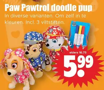 Dirk Paw pawtrol doodle pup aanbieding