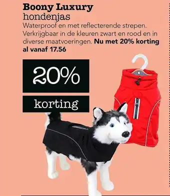 Dierspecialist Boony luxury hondenjas 20% korting aanbieding