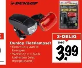 Vomar Voordeelmarkt Dunlop fietslampset aanbieding