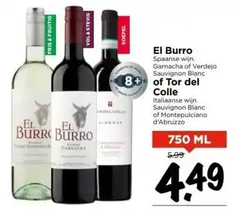 Vomar Voordeelmarkt El burro spaanse wijn. aanbieding