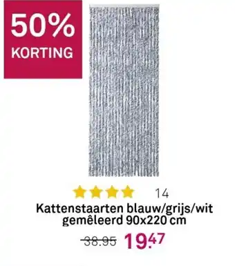 Karwei kattenstaarten blauw/grijs/wit gemeleerd 90x220cm aanbieding