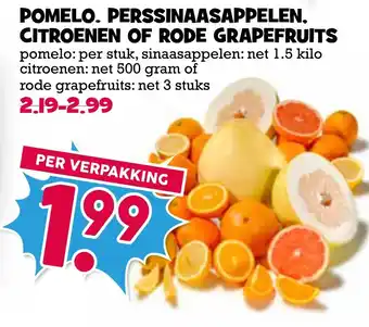 Boon`s Markt Pomelo, perssinaasappelen, citroenen of rode grapefruits aanbieding