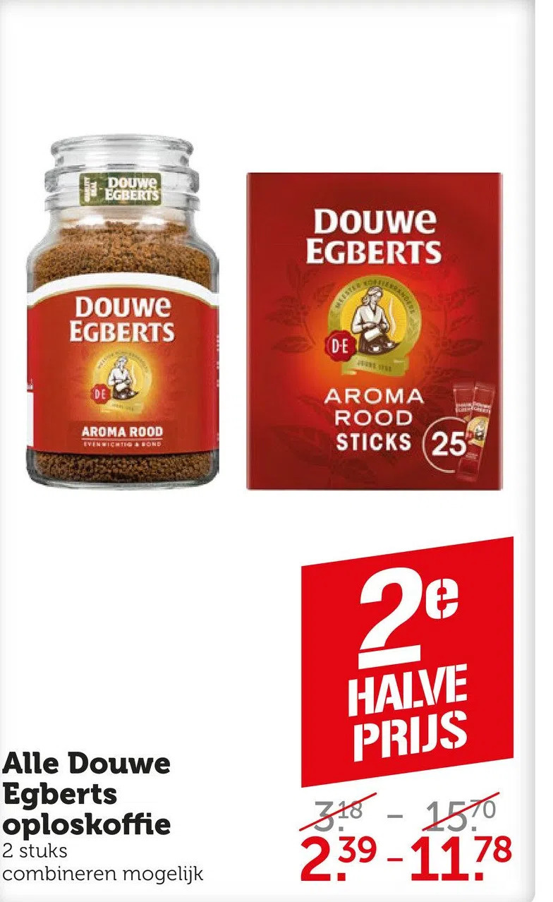 Alle douwe egberts oploskoffie aanbieding bij Coop