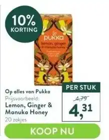 Holland & Barrett Op alles van pukka prijsvoorbeeld: lemon, ginger & manuka honey aanbieding