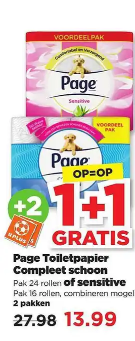 PLUS Page toiletpapier compleet schoon 1+1 gratis aanbieding